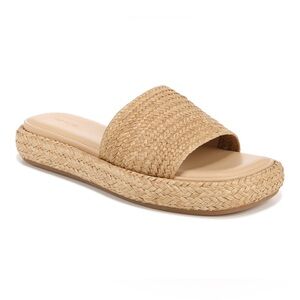 Vince Eva Platform Slide in Toasted Wheat Raffia NWT